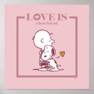 Póster Charlie Brown y Snoopy - El amor es el mejor amigo