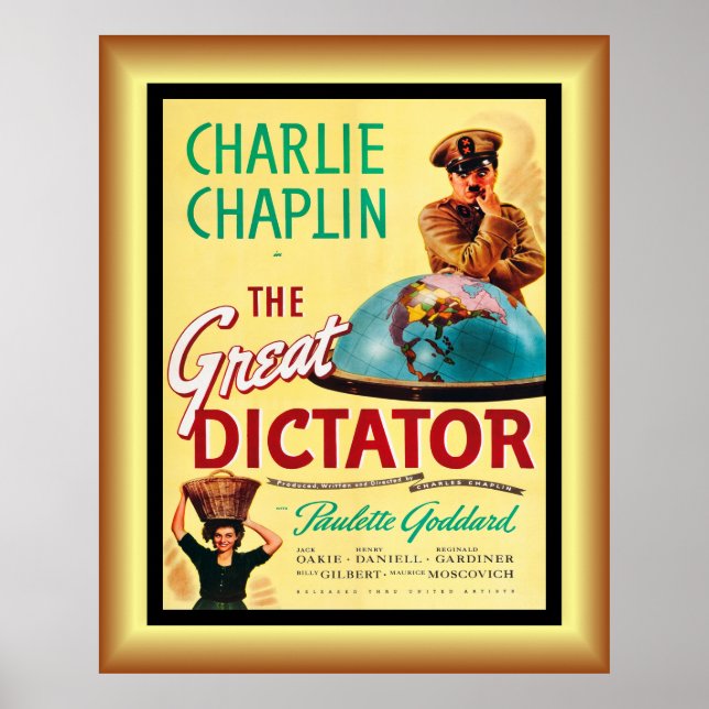 Póster Charlie Chaplin: El gran dictador 1940 ~ Post (Frente)