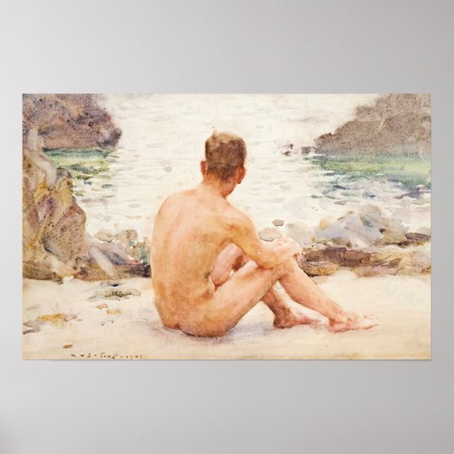 Póster Charlie sentado en la arena (Frente)