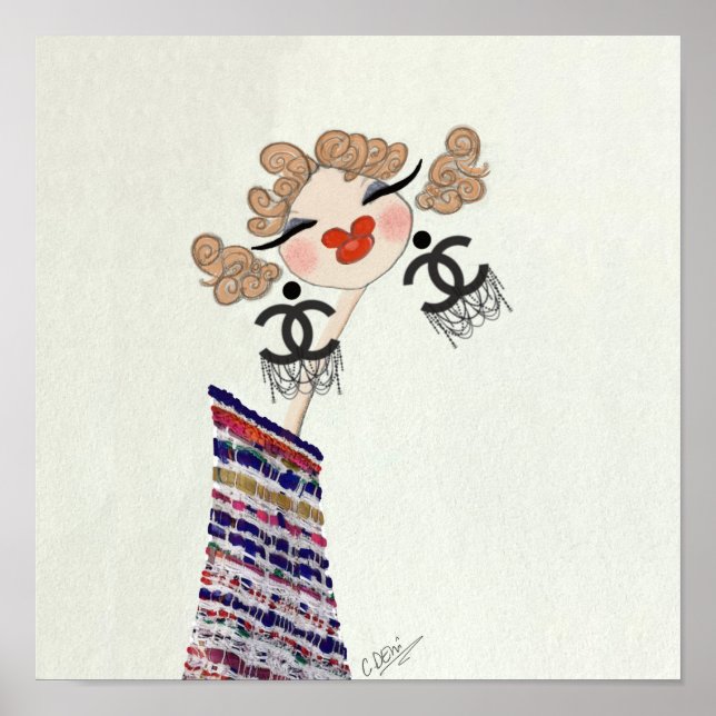 Póster Charlotte es un Ilustracion de moda feliz (Frente)