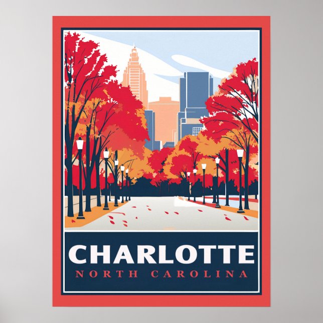 Póster Charlotte, NC (Frente)