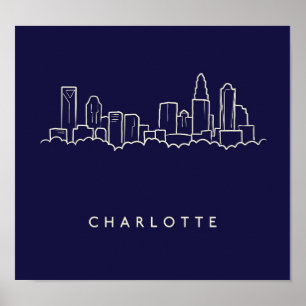 Póster Charlotte, North Carolina City Skyline
