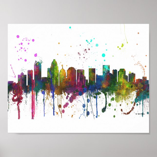 PÓSTER CHARLOTTE, NORTH CAROLINA SKYLINE (Frente)