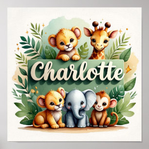 Póster Charlotte Safari Nursery Wall Art