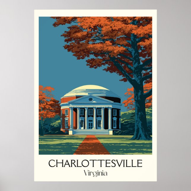Póster Charlottesville Virginia Rotonda (Frente)