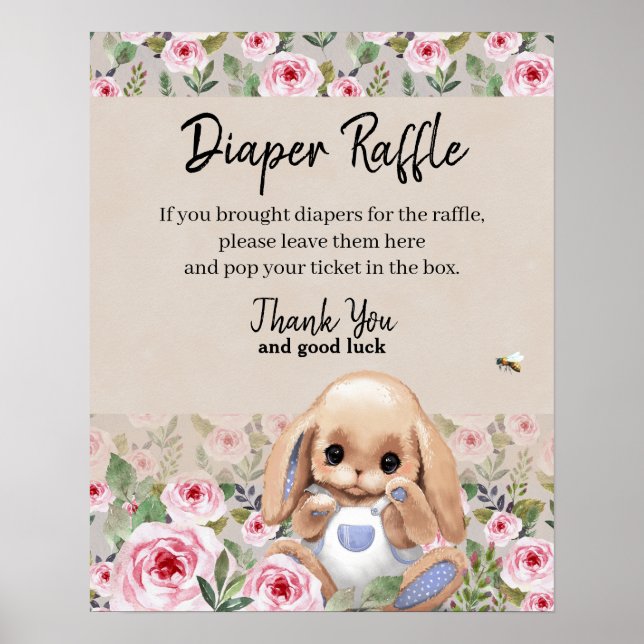Póster Charm Diaper Raffle Rótulo Poster Baby Shower (Frente)