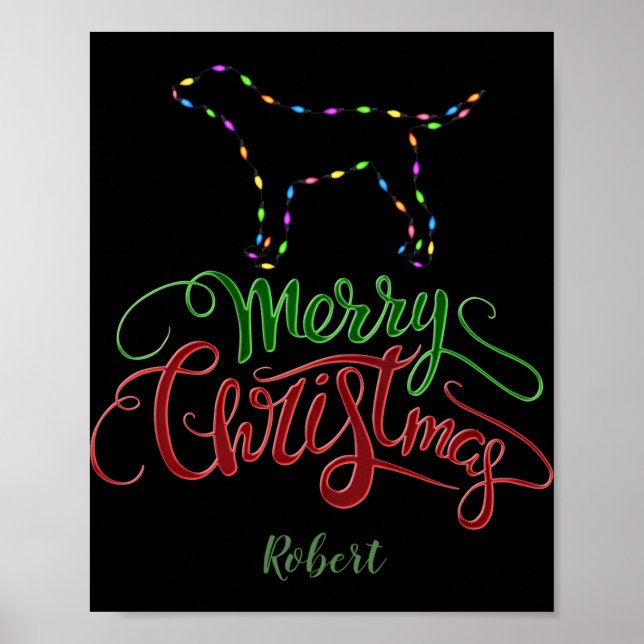 Póster Charm Merry Christmas Light Bulbs Dog Monogram Tod (Frente)