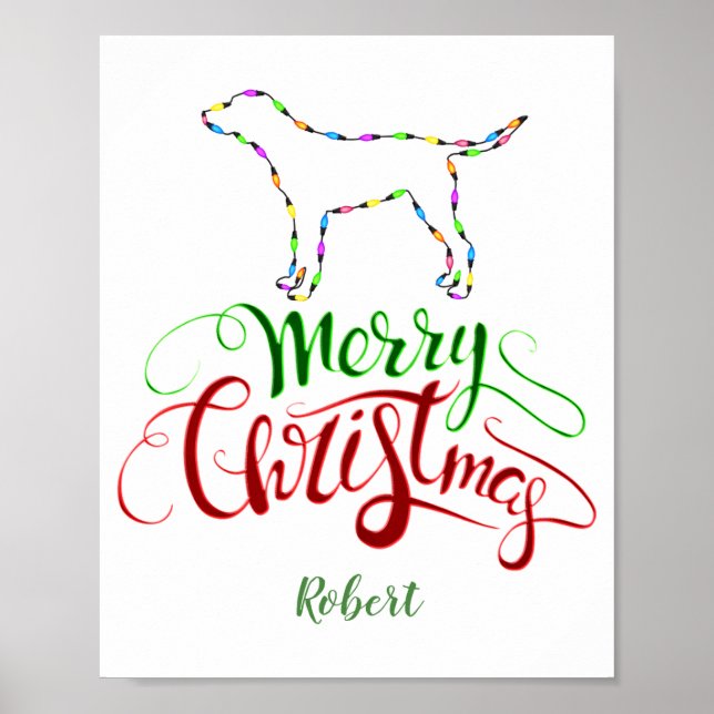 Póster Charm Merry Christmas Light Bulbs Dog Monogram Tod (Frente)