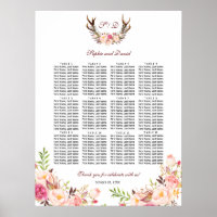 Charm Rubor Flores Antlers Boda de asiento