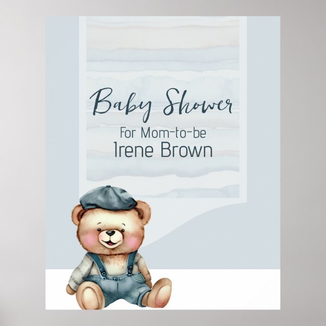 Póster Charming Bear Jean Baby Shower Poster (Frente)