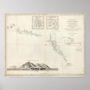 Póster Chart of the Discoveries to the North of Japan