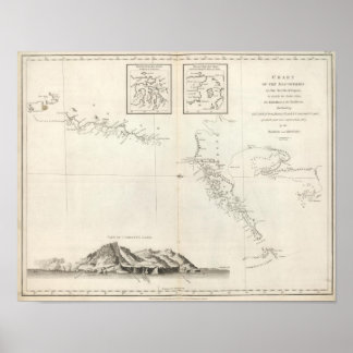 Póster Chart of the Discoveries to the North of Japan