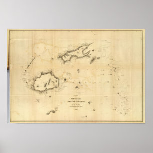 Póster Chart of the Viti Group or Fiji Islands