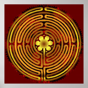 Póster Chartres Labyrinth Fire Flame Print