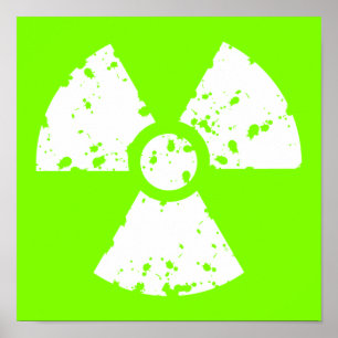 Póster Chartreuse, símbolo radiactivo verde neón