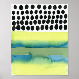 Póster Chartreuse y acua Polka Dot Watercolor