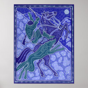 Póster Chase, hombre caballo montando Ilustracion de anim