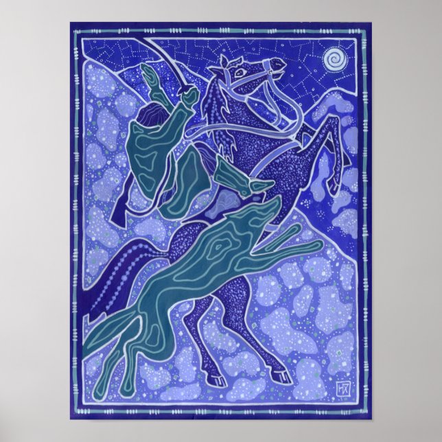 Póster Chase, hombre caballo montando Ilustracion de anim (Frente)