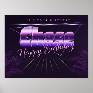 Póster Chase Name Vorname lila retro Poster Geburtstag