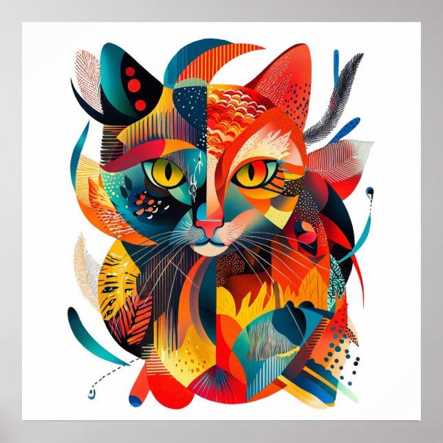 Póster Chat abstrait coloré 🐱🎨 (Frente)