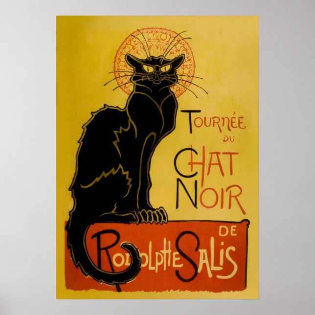 Póster Chat Noir, gato negro, cosecha de discoteca france (Frente)