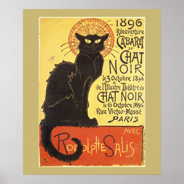 Póster Chat Noir Steinlen Belle Epoque Vintage Art (Frente)