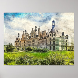Póster Chateau de Chambord, Francia.