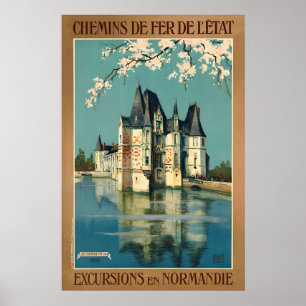 Póster Château d'Ô Orne Normandía Francia Viajes Clásicos