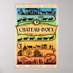 Póster Château-d'Oex,Vaud,Suiza,Cartel de viaje
