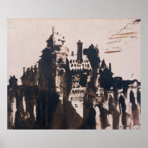 Póster Chateau fortificado por dos puentes