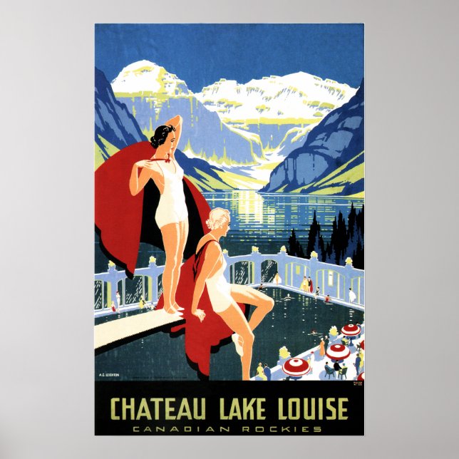 Póster CHATEAU LAKE LOUISE Mujeres Canadienses Rockies Tr (Frente)