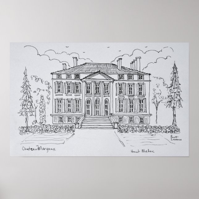 Póster Chateau Margaux | Burdeos, Francia (Frente)