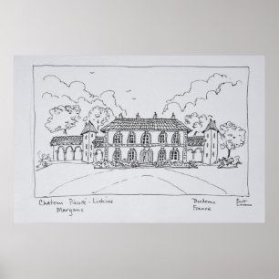 Póster Chateau Prieure-Lichine, Margaux, Burdeos