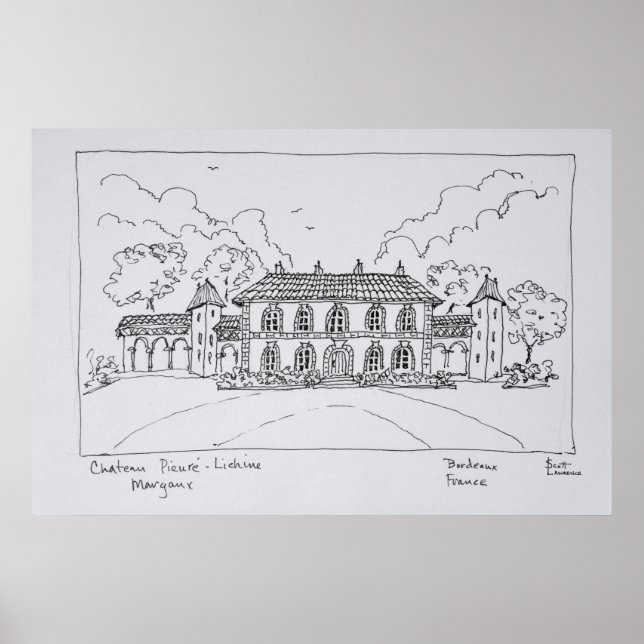 Póster Chateau Prieure-Lichine, Margaux, Burdeos (Frente)