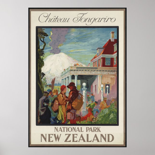 Póster Chateau Tongariro Nueva Zelanda (Frente)
