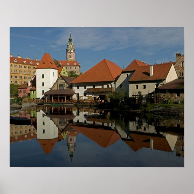 Póster Chateau tower, Vltava River, Cesky Krumlov, (Frente)
