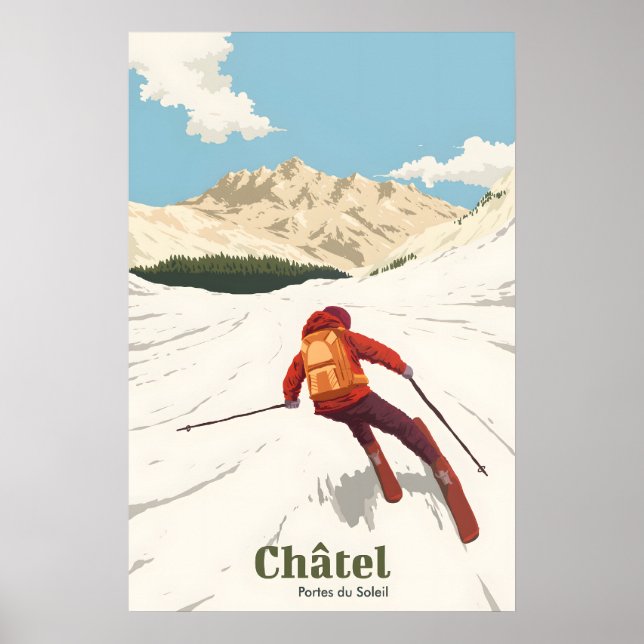 Póster Chatel Ski Resort Travel Poster (Frente)