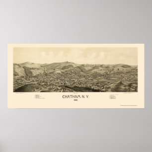 Póster Chatham, mapa panorámico de NY - 1886