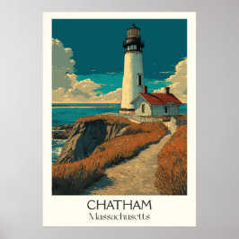 Póster Chatham Massachusetts Vintage Lighthouse Beach Art