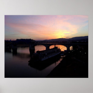 Póster Chattanooga al atardecer