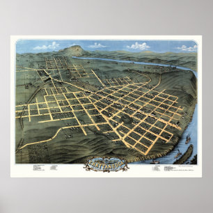 Póster Chattanooga, mapa panorámico del TN - 1871