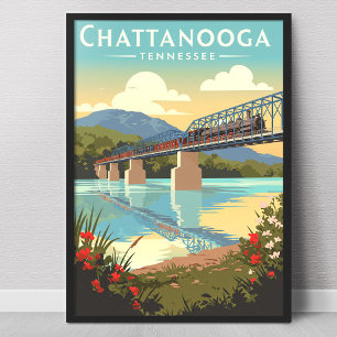 Póster Chattanooga Tennessee Antiguo