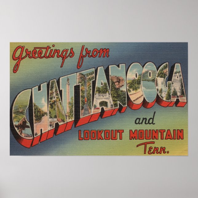 Póster Chattanooga, Tennessee - Escenas de letras grandes (Frente)