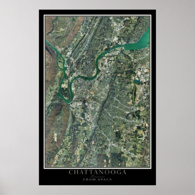 Póster Chattanooga Tennessee From Space Satellite Map (Frente)