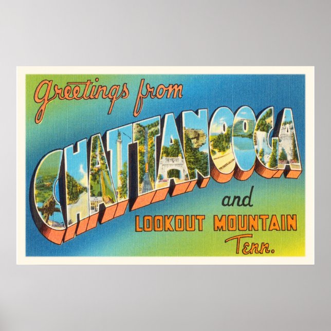 Póster Chattanooga Tennessee TN Vintage Travel Souvenir (Frente)