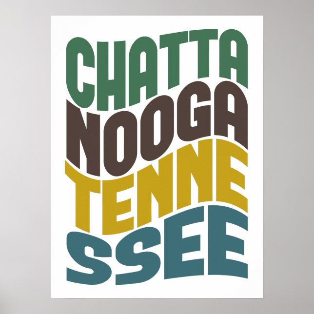 Póster Chattanooga Tennessee Wave Retro (Frente)