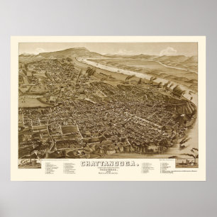 Póster Chattanooga, TN Panoramic Map - 1886