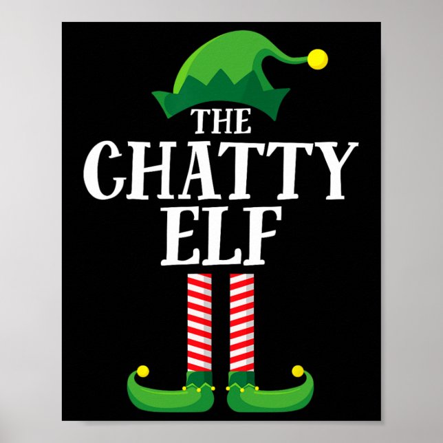 Póster Chatty Elf Matching Family Group Christmas Party F (Frente)