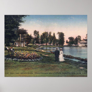 Póster Chautauqua NY, Nueva York, vintage 1913