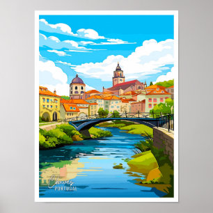 Póster Chaves Portugal Ilustracion de Viajes Vintage
